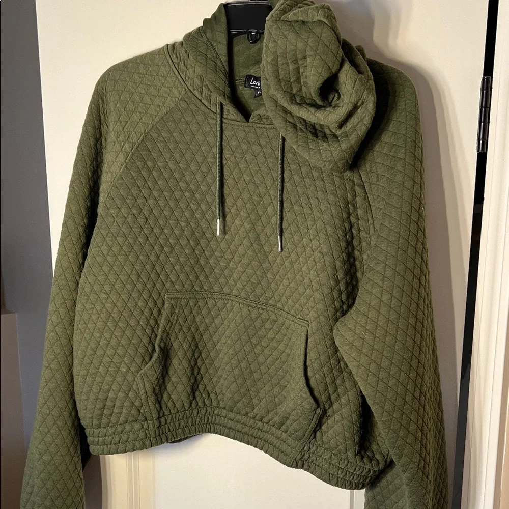 Olive Quilted Women's Hoodie and Jogger Set - Picture 3 of 5